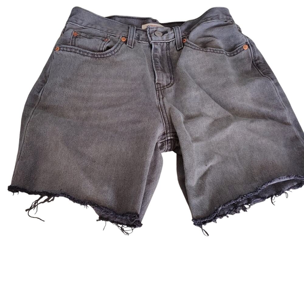 Levi’s 100% Cotton Gray Cutoff Denim Shorts Size 27 • Low Rise • Raw Hem